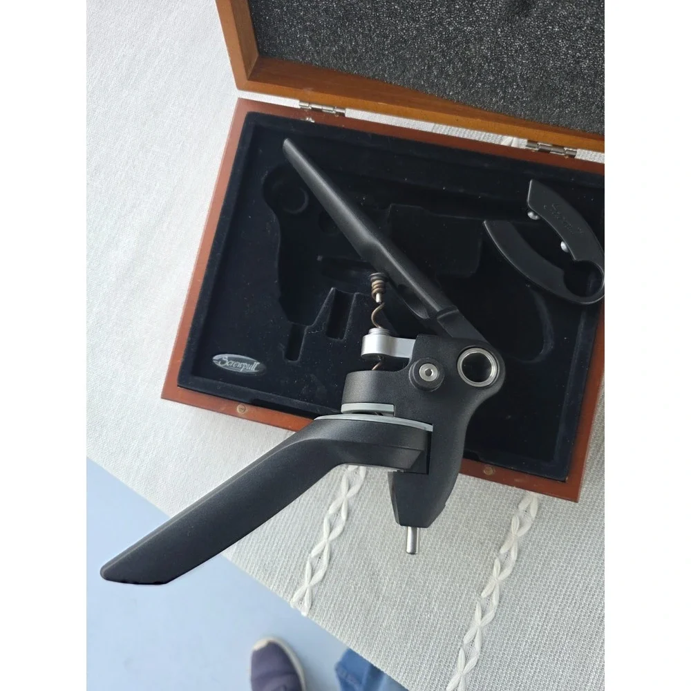 Chef's Leverpull Wine Opener Corkscrew Wood Box Set Professional‎ Lever VTG